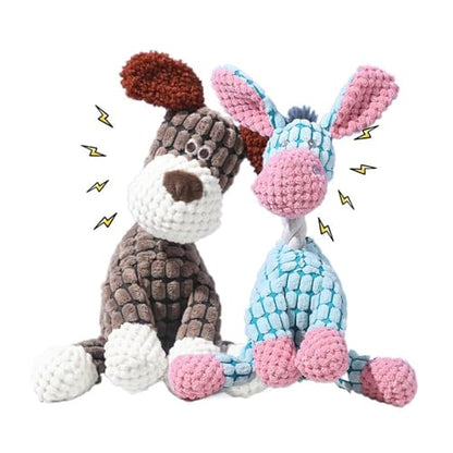 2025 New Dog Toys, Indestructible Plush Dog Toy, Dogs Toys for Aggressive Chewers, Dogs Squeaky Chew Toy for Indoor Pups Teething (Brown+Blue) - color: Brown+Blue