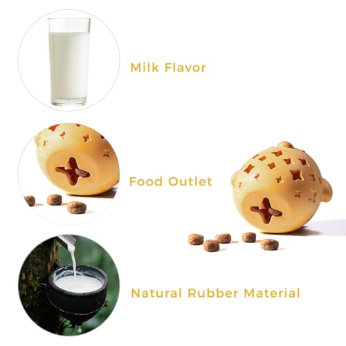 MewaJump Stuffed Dog Toy Treat Dispenser Dog Toy Puzzle Rubber Chew Toys Treat Food Dispensing Toys for Teeth Cleaning Ball Interactive Enrichment Toys for Puppy, Small, Medium, Large Breeds - color: yellow hen