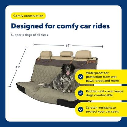 PetSafe Happy Ride Quilted Bench Seat Cover - Long-Lasting Waterproof Padded Backseat Protection with Secure Seatbelt Access - Keeps Leather Seats Clean & Protects from Scratches - color: Green, size: Standard, style: Bench