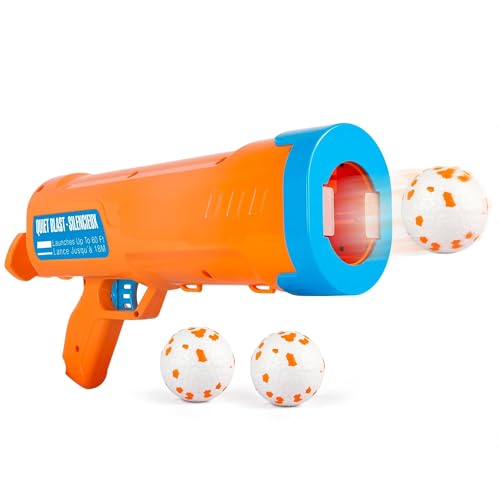 ALL FOR PAWS Dog Ball Launcher, Dog Ball Blaster with 3 ETPU Balls, Interactive Thrower for Medium to Large Dogs, Play Fetch Toy for Dogs for Outdoor Exercise