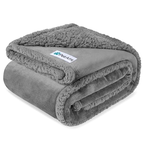 PetAmi Waterproof Dog Blanket for Couch, Pee Proof Fleece Reversible Pet Throw, Furniture Protector for Bed Sofa Kennel, Soft Washable Cover for Small Medium Dog Puppy Cat, 29x40 Light Grey - color: Light Grey Sherpa, size: Medium 29 X 40 Inches