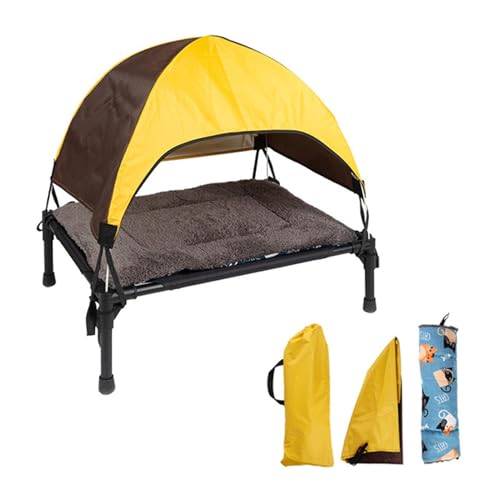 Elevated Dog Bed - Foldable Pet Cot with Canopy, Portable Durable Oxford Fabric Bed, Removable Cover for Camping Beach Trips, Lightweight Travel-Friendly Pet Lounger, Extra Carrying Bag Included - size: Pet camp bed+cushion+ceiling