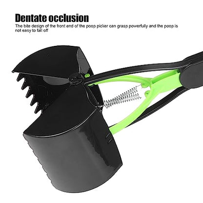 Pet Pooper Scooper, 23.7 Heavy Duty Dog Pooper Scooper, Long Handle Poop Picker Upper, Portable Pet Waste Grabber for Yard, Grass, Dirt, Double Spring, Dog Supplies (Green+Black)