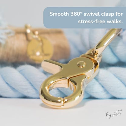 Braided Cotton Rope Dog Leash for Medium & Large Dogs – Enjoy Tangle-Free Walks with Soft Comfortable Grip & Reliable Control – Durable Design for Daily Walks, Training & Special Moments – Light Blue - color: Light Blue