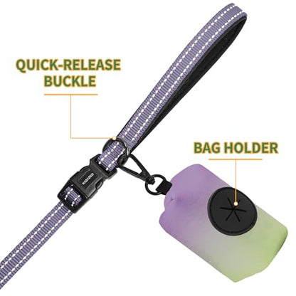 Kazazoo Hands-Free Dog Leash with Poop Bag Holder, Adjustable 4-7 Ft Waist for Dog Walking, Running for Small Dogs with Reflective Strips, Nylon Waist Belt, Deep Purple - color: Deep Purple