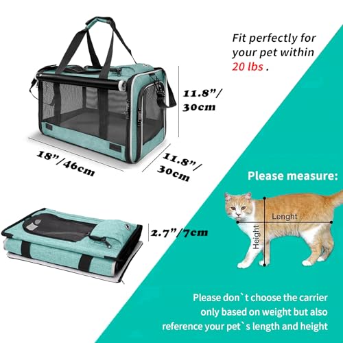 GAPZER Small Dog Carrier for Puppy Yorkshire Softshell Car Transport Chihuahua Carry Cage 18-inch Collapsible Doggie Vet Visit Crate Easy Load Roomy Pet Carrier Bag Kennel Dog Essentials Teal - color: Turquoise