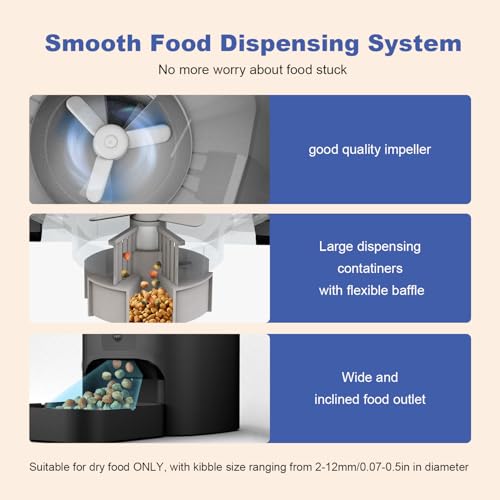 ANDOLL HOME 2.4G Automatic Cat Feeder, 4L WiFi Food Dispenser with 10s Voice Recorder, Pet Feeder up to 10 Meals per Day, Timed Cat Feeder with Dry Food Sealed Ring - color: Frosted Black