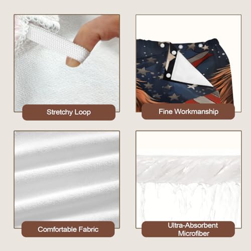American Usa Flag Dogs Microfiber Bathrobe and Hair Towel Wrap Set for Women Quick Dry Shower Towels Wrap Absorbent Soft Bath Robe and Hair Drying Cap for Spa After Shower