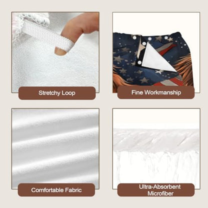 American Usa Flag Dogs Microfiber Bathrobe and Hair Towel Wrap Set for Women Quick Dry Shower Towels Wrap Absorbent Soft Bath Robe and Hair Drying Cap for Spa After Shower