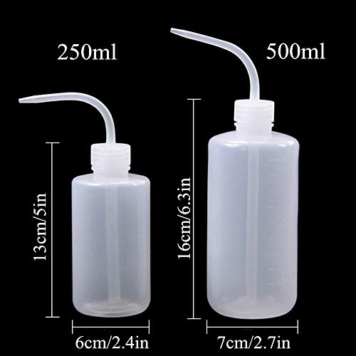 Yuelong Plastic Squeeze Bottle - 2Pcs Safety Wash Bottle 500ml&250mL Convenient Green Soap Supply Tattoo Squirt Bottles with Scale Labels for Medical Label Tattoo Supplies - size: 1 x 250 ml + 1 x 500 ml