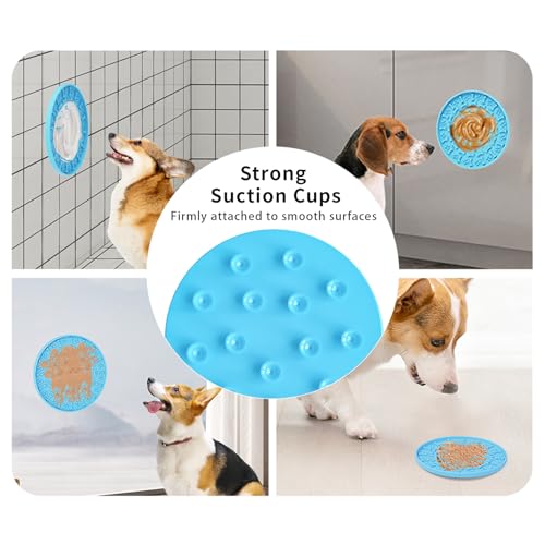 Lick Mat for Dogs & Cats 3 Pack - Silicone Dog Lick Mat with Suction Cups - Anxiety Relief/Promotes Healthy Eating/Frozen & Dishwasher Safe - Pet Peanut Butter Lick Pad LPFLASAT (Blue Orange Red)