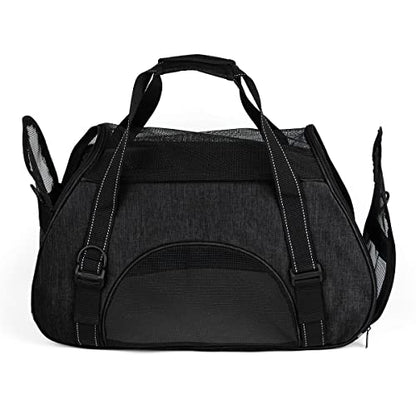 Dogline Carrier Bag Airline Approved Carrier for Dogs and Cats, Size M, Black - color: Black, size: H 13" x W 9" x L 21"