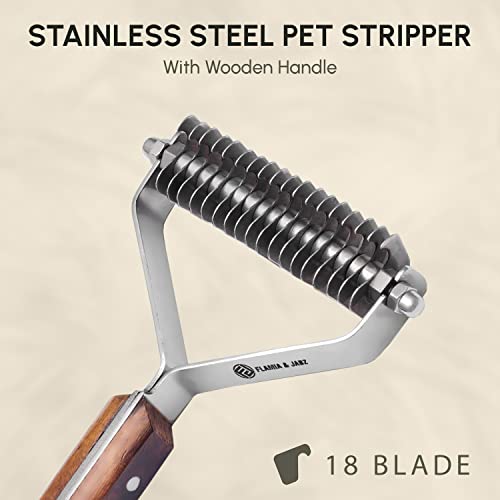 Flamia & Jabz Undercoat Rake for Dogs & Cats, Dematting Grooming Stripper Tool (18 Blades) - size: 18 Blades