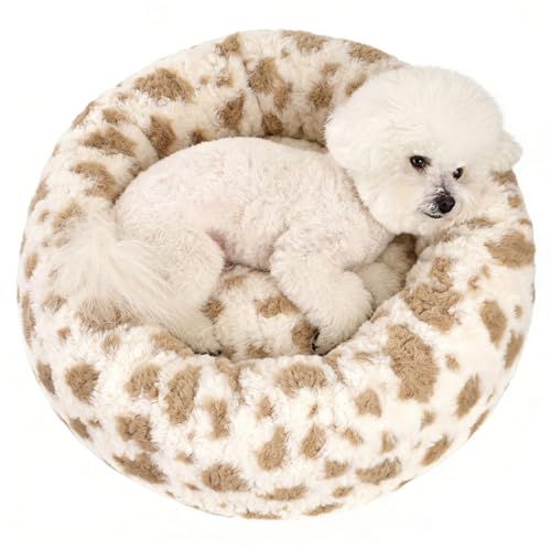 Avont Washable Donut Dog Bed with Removable Cover, Orthopedic Mixed Memory Foam Round Pet Bed, Ultra-Thick Faux Rabbit Fur Calming Cushion for Small, Medium Dogs - size: S ( 23")