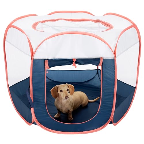 Furhaven Portable Dog Playpen Cat Tent, Pet Playground,Kennel Foldable Indoor Outdoor Zippered Puppy Crate - Navy, Medium - color: Navy, size: Medium