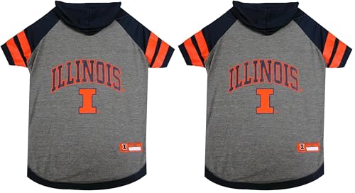 Pets First Illinois Hoodie T-Shirt, Small (Pack of 2) - color: Illinois Fighting Illini, size: Small (Pack of 2)