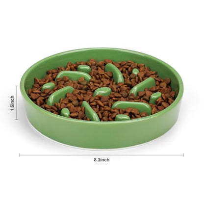 Ceramic Slow Feeder Dog Bowl, 2 Cups Dog Food Bowls for Small, Medium, and Large Breed, Anti-Slip Puzzle Food Dish to Slow Down Eating (Green, 2 Cups) - color: Maze - Green
