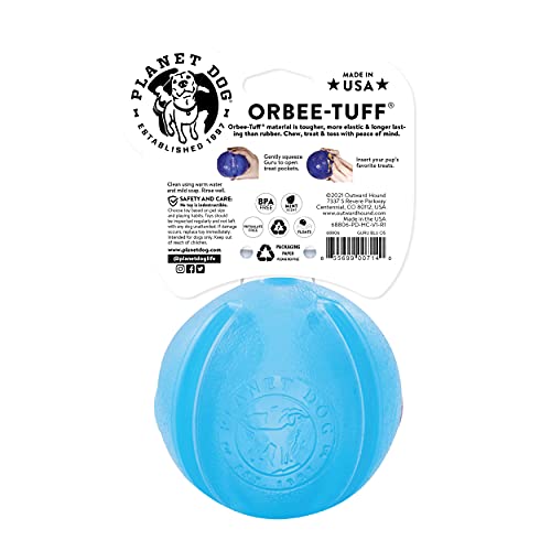 Outward Hound Guru Treat-Dispensing Puzzle Ball Dog Toy, Blue - color: Blue