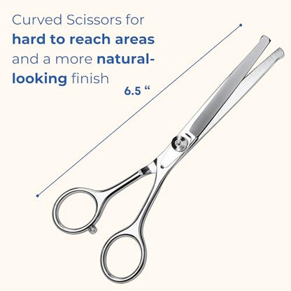 Freshly Bailey Pet Grooming Scissors Set with Round Tips for Dogs & Cats - Professional Grade Shears Safely Cut Through Dog or Cat Hair - Fur Trimming Made Easy - (Set of 2)