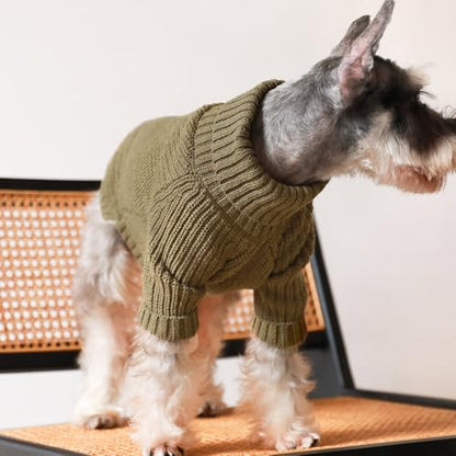 Fitwarm Thermal Knitted Dog Sweater Doggy Winter Coat Pet Clothes Doggie Turtleneck Jacket Puppy Outfits Cat Sweatsuit Sage Green Small - color: Sage Green, size: Small