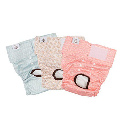 CuteBone Dog Diapers Female Washable Small Medium Large 3 Pack Reusable Doggie Diapers Puppy Period Pants for Doggy Heat Cycle Peeing - size: L