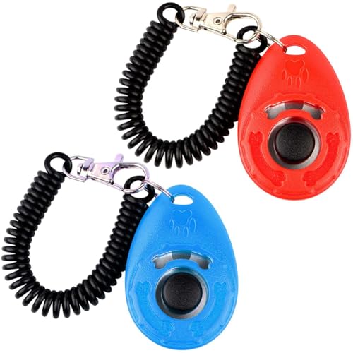 Dog Training Clicker Pet Training Sound Behavioral Tool with Wrist Strap for Dog Cat Horse Red - color: red