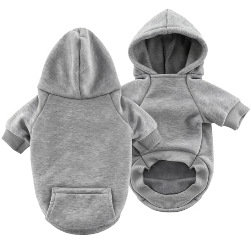 Idepet Pet Dog Hoodies Clothes for Small Pets Vest Chihuahua Clothing Warm Coat Jacket Autumn Puppy Outfits Cats Dogs Clothing(S,Grey) - color: Grey, size: Small