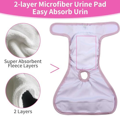 Washable Female Dog Diapers for Small Dogs,Pack of 4 Reusable Puppy Diapers Super Absorbent Dogs Pants in Period,Heat Cycle,Incontinence,Excitable Urination,Medium - size: Medium