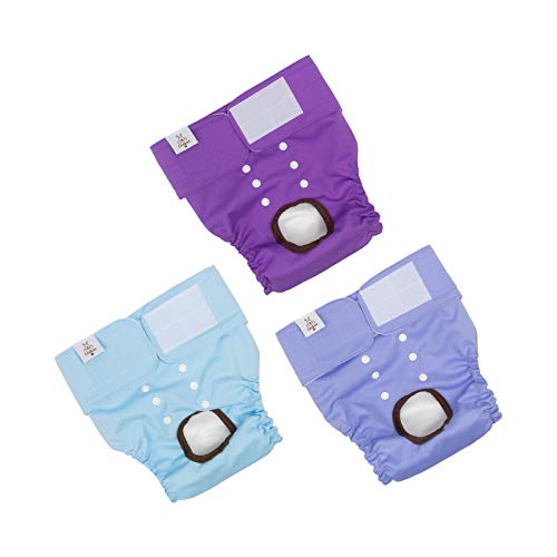 CuteBone Dog Diapers Female Washable Small Medium Large 3 Pack Reusable Doggie Diapers Puppy Period Pants for Doggy Heat Cycle Peeing - size: L