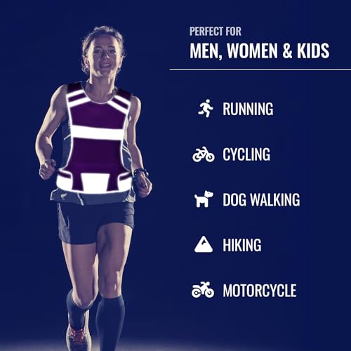 Mesh Reflective Running Vest with Inside Pocket & 2 Bands, High Visibility - color: Pink, size: X-Large
