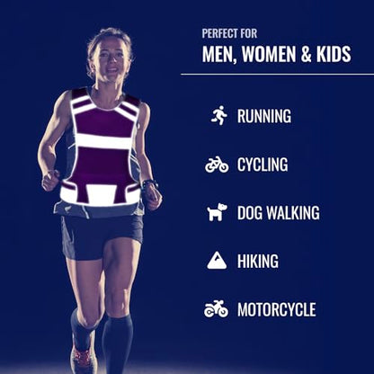 Mesh Reflective Running Vest with Inside Pocket & 2 Bands, High Visibility - color: Pink, size: Large