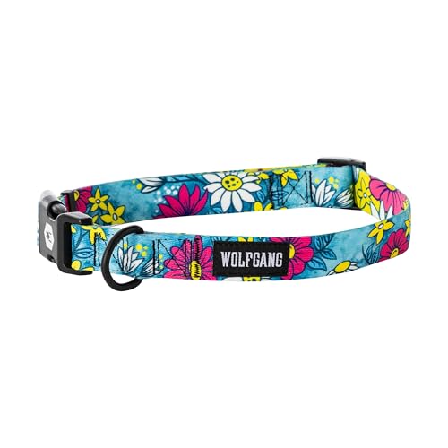 Wolfgang Heavy Duty, Adjustable Dog Collar with Quick Release Nylon Buckle for Walking & Training, LazyDaisy Print, Small - color: LazyDaisy Print, size: Small (5/8 Inch x 8-12 Inch)