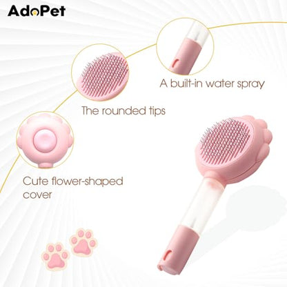Self-Cleaning Pet Grooming Brush – Smooth Grooming Brush for Dogs and Cats, Easy Hair Removal with the Push of a Button, Gentle Shedding Remover for Small Pets
