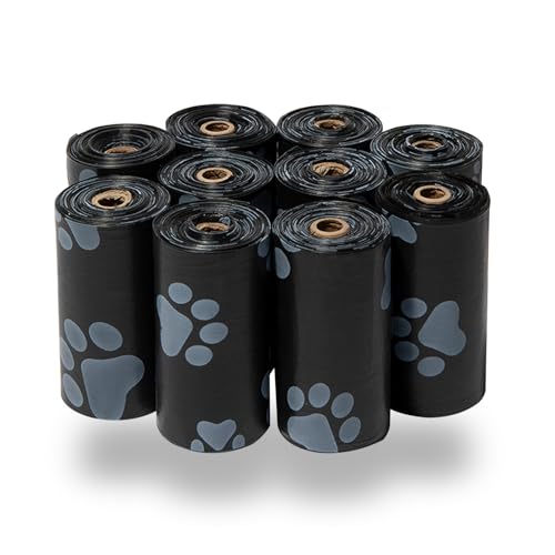 Best Pet Supplies Dog Poop Bags for Waste Refuse Cleanup, Doggy Roll Replacements for Outdoor Puppy Walking and Travel, Leak Proof and Tear Resistant, Thick Plastic - Black, 150 Bags - color: Black, size: 150 Bags