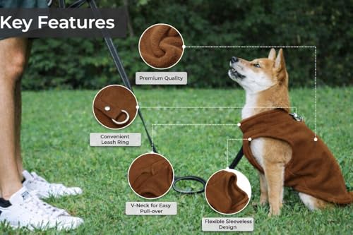 JACKO & CO - Fleece Vest Dog Sweater with Leash Ring - Soft, Warm & Lightweight Pullover Coat for Small & Medium Dogs, Puppies & Cats - Cozy Fall/Winter/Spring Pet Jacket (Chocolate Brown, S (4-6lbs) - color: Chocolate Brown, size: S (4-6lbs)