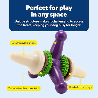 PetSafe Busy Buddy Jack - Treat Holding Dog Chew Toys - Helps Clean Teeth - Vanilla Scented Rubber for Strong Chewers - Treat Refills Included - Interactive Dog Toy Keeps Dogs Busy - Purple, Medium - size: Medium, style: Jack