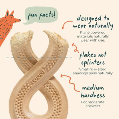 WOOF HonestChew Dog Toy Infinity - Durable Dog Chews - Made with Natural, Plant-Based Ingredients - Splinter-Resistant - Safer Than Dog Bones - Medium - size: Medium