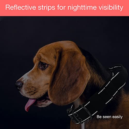 Reflective Dog Collar Heavy Duty Tactical with Control Handle and Metal Buckle for Dog Training(Medium, Black) - color: Black, size: Medium (Pack of 1)