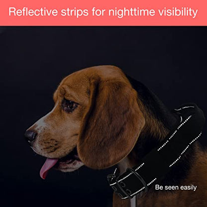 Reflective Dog Collar Heavy Duty Tactical with Control Handle and Metal Buckle for Dog Training(X-Large, Black) - color: Black, size: X-Large (Pack of 1)