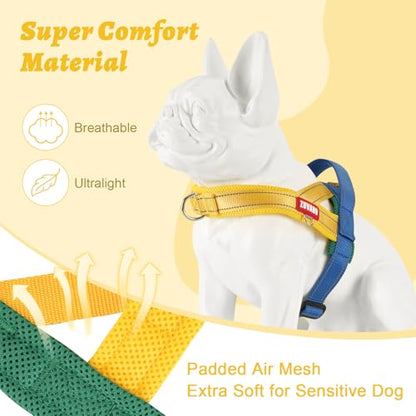Yellow Dog Harness Escape Proof No Pull Soft Padded Lightweight Vest for Small Dogs - Reflective No Choke Harness with Front Back Clips - Adjustable Breathable Mesh Harness with Handle, S - color: Yellow, size: Small