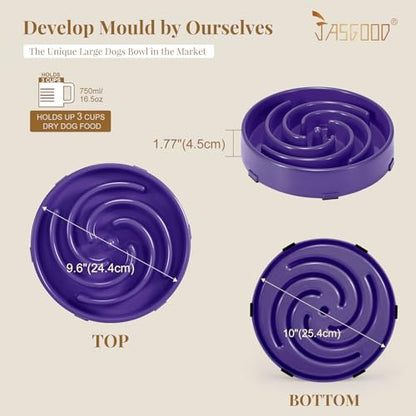 JASGOOD Slow Feeder Bowl for Large Dogs, Anti-Gulping Pet Bowl, Prevents Bloat & Choking - color: N-Taro purple