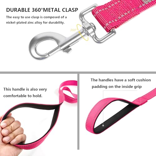 Dog Leash 6 FT Padded Handle Nylon Reflective Dogs Leashes for Small Dogs Hot Pink - color: Refl Hot Pink, size: Small : 5/8" x 6 FT