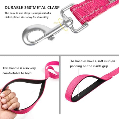 Dog Leash 6 FT Padded Handle Nylon Reflective Dogs Leashes for Small Dogs Hot Pink - color: Refl Hot Pink, size: Small : 5/8" x 6 FT