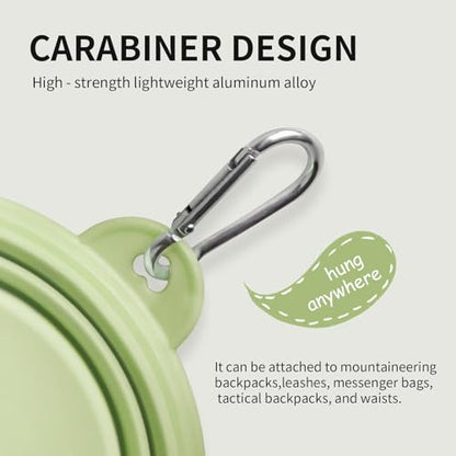 Collapsible Dog Bowls 2-Pack, Portable Travel Dog Bowl with Carabiner, Food-Grade Silicone Pet Bowl for Hiking, Walking(Macaron Violet and Green) - color: 12 OZ Macaron Violet and Green