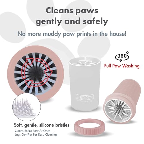 Dexas MudBuster Medium Dog Paw Cleaner, Blush, Fits 1.5"-2.5" Wide Paws, Gentle Silicone Bristles for Quick, Easy Cleaning - color: Blush, size: Medium without Lid