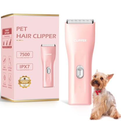 Pet Hair Clipper for Dog Grooming, Low Noise Cat Hair Trimmer for Matted Hair,Waterproof Cordless Pet Shaver for Animals