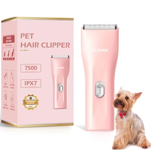 Pet Hair Clipper for Dog Grooming, Low Noise Cat Hair Trimmer for Matted Hair,Waterproof Cordless Pet Shaver for Animals