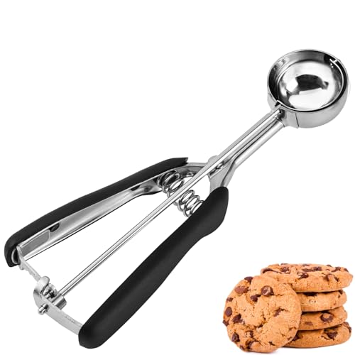 JUNADAEL J Small Cookie Scoop 1 Tbsp, Cookie Dough Scoop, 1 Tablespoon Cookie Scoops for Baking, Melon Baller, Comfortable Grip, Non-Slip, Smooth Release and Dishwasher Safe - color: Black, size: #60 - 1 Tbsp
