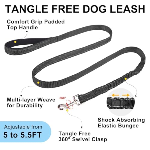 BEAUTYZOO No Pull Dog Harness Medium Sized Dog, Breathable Mesh Padded Dog Harness and Leash Set, Adjustable Reflective Escape Proof Dog Vest Harnessss Quick Fit for Training Walking, Black M - color: Black, size: M: Chest 21"-26.7"