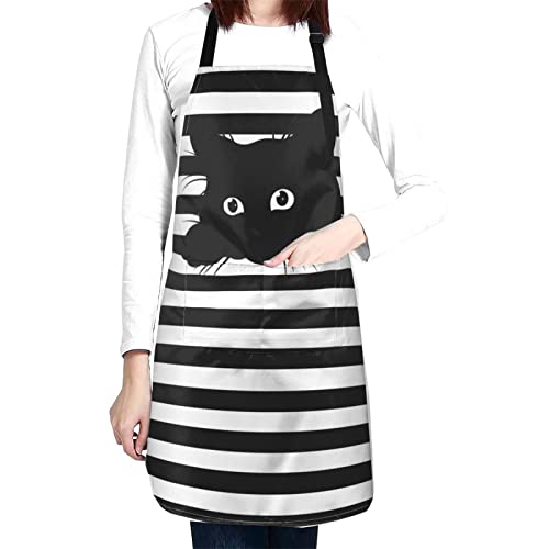 Perinsto Dog Cat Pets Cute Animals Waterproof Apron Bibs for Grooming Kitchen Cooking Baking Painting Gardening - color: Funny Cat (Black)